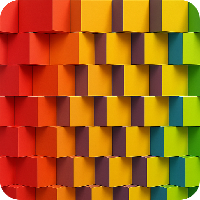 vibrant 3d colored blocks in an isometric pattern
