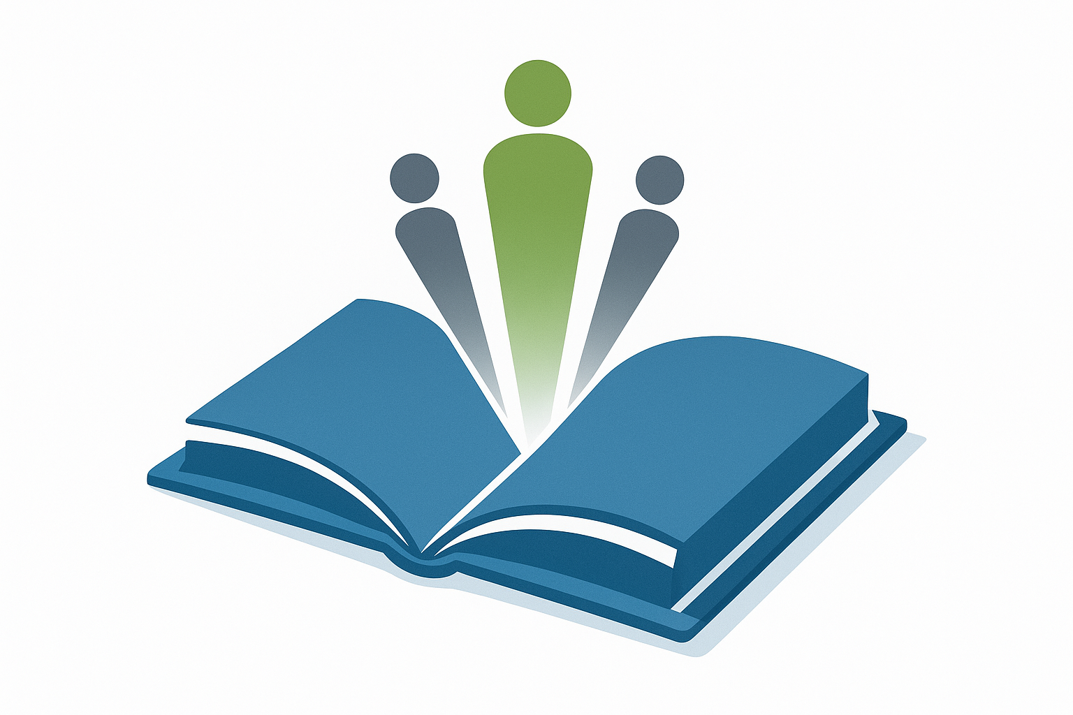team members rising from book isometric design